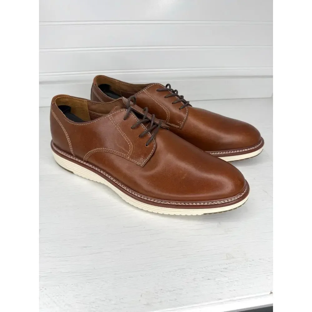 Johnston & Murphy Plain Toe Derby Brown Leather Dress Shoes Men’s 12M EUC
